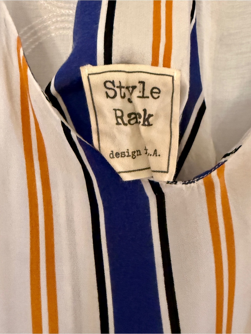 Style Rack Striped - Blue Mustard - Razer Back Tank Top Large - Picture 6 of 9
